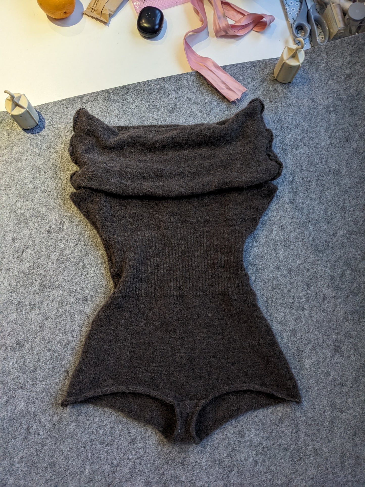 eithne padraigin ni bhraonain grey alpaca onesie