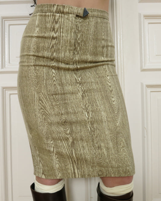 Wood print midiskirt