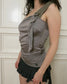 Asymmetrical top with leather buckle