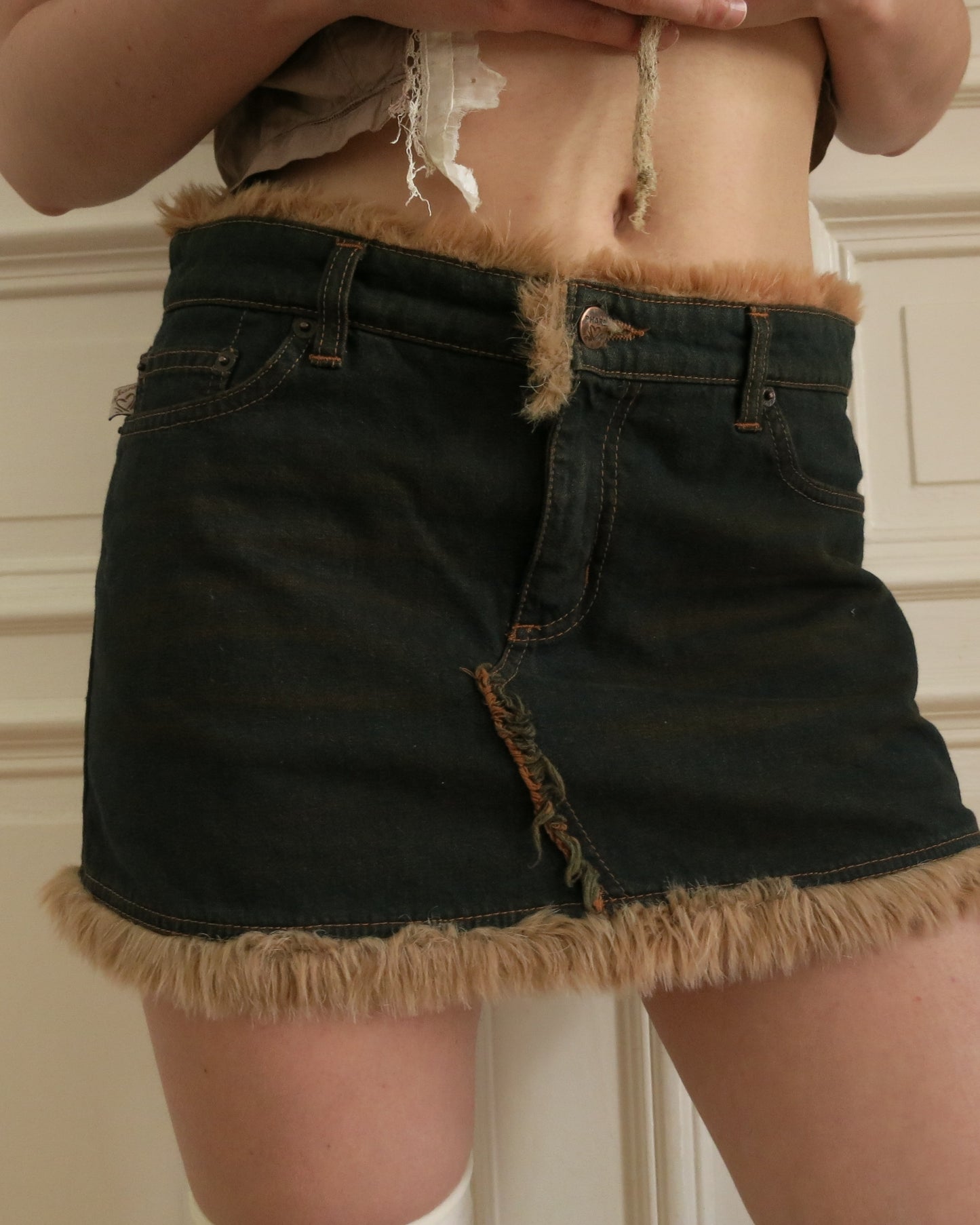 Furry mini skirt