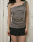 Asymmetrical top with leather buckle