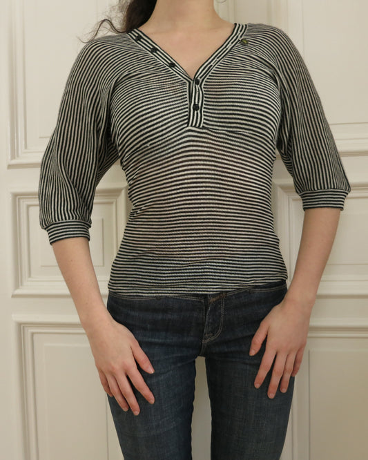 Striped knit t-shirt