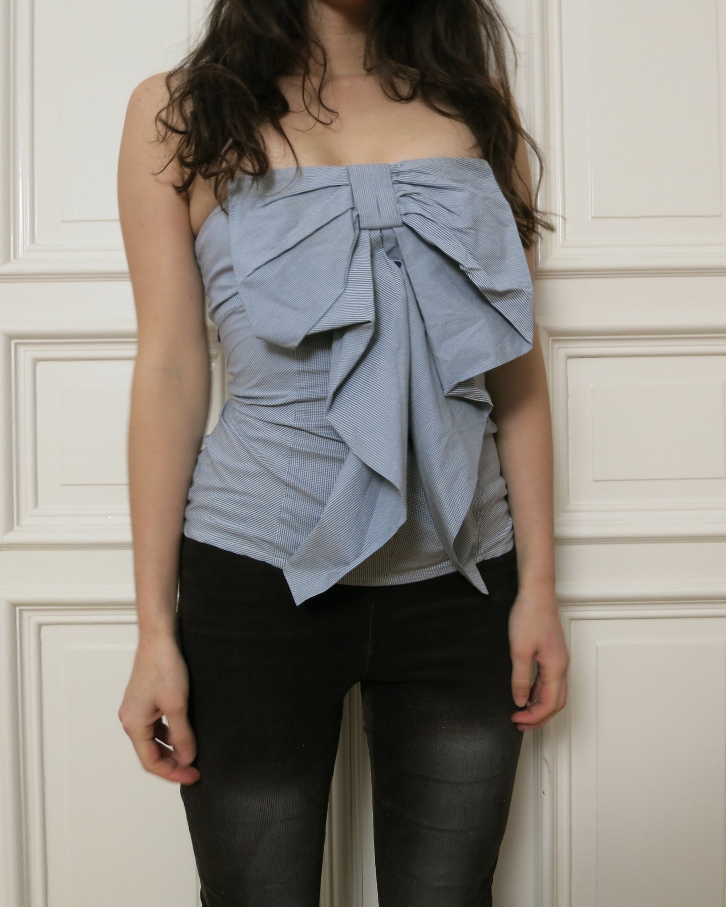 Blue bow top