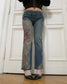 Jeans with embroidery and crystals