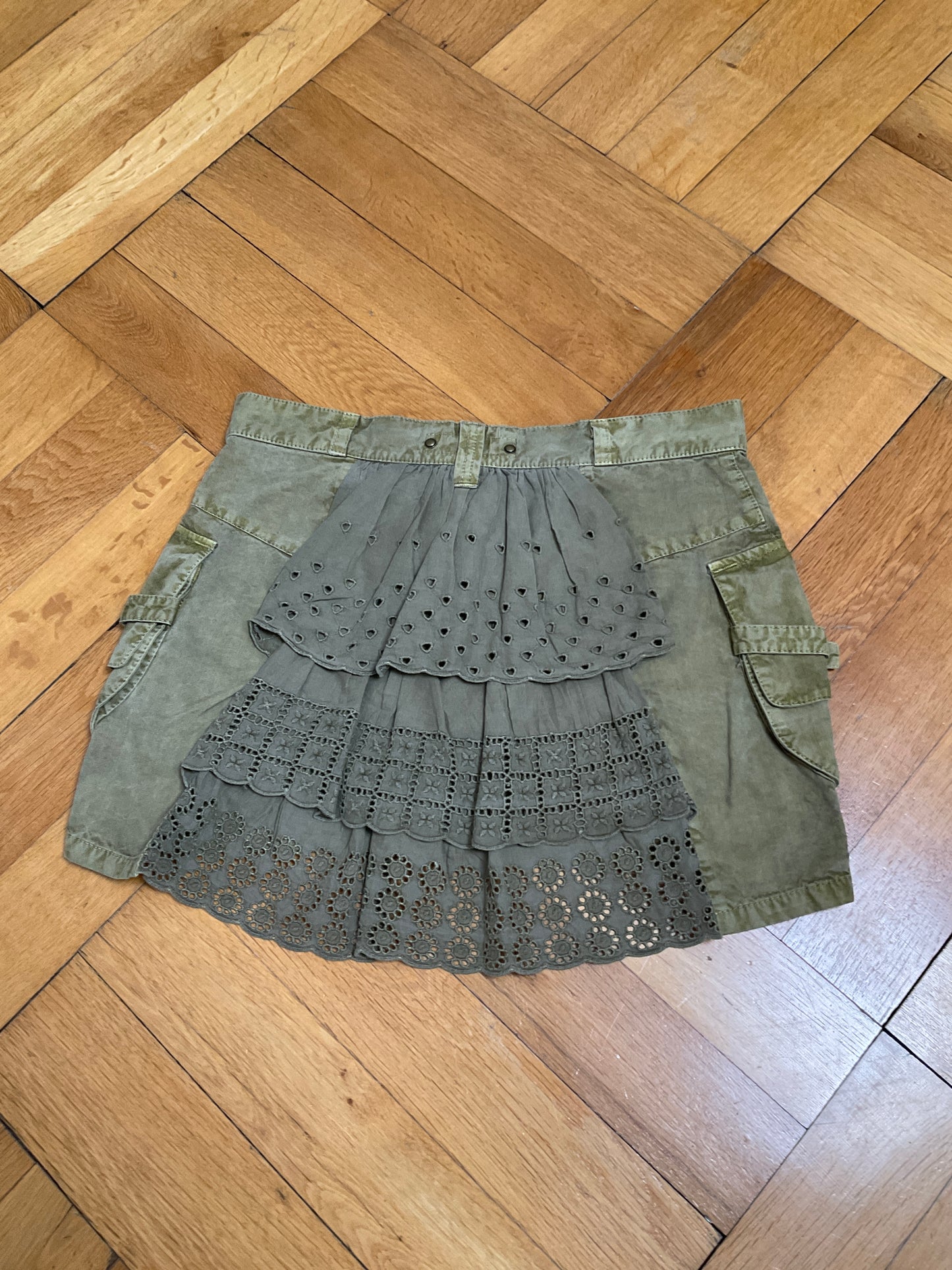 Green cargo miniskirt