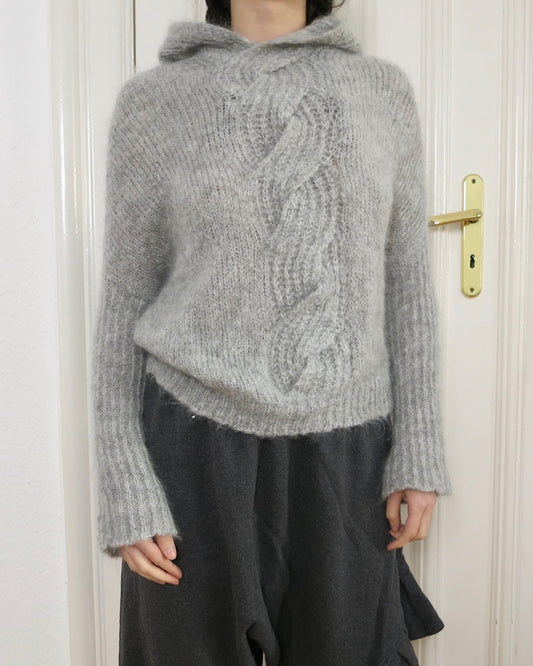 Knit mohair hoodie