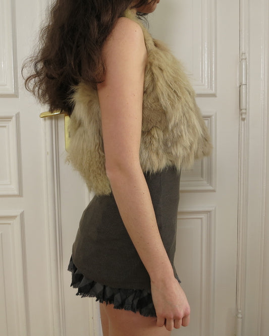 Beige fur vest
