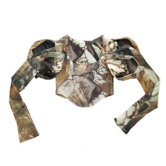 Paned sleeve mesh top, size M