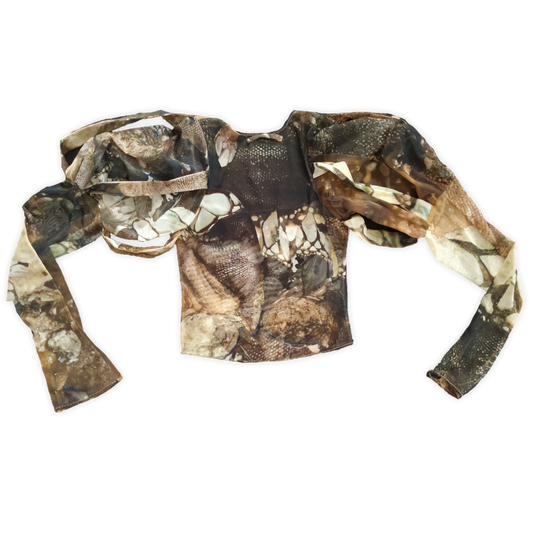 Paned sleeve mesh top, size S