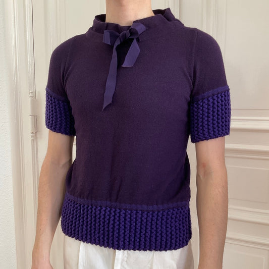 Moschino cashmere blend purple knit t-shirt