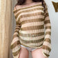 eithne ~ green and beige striped longsleeve