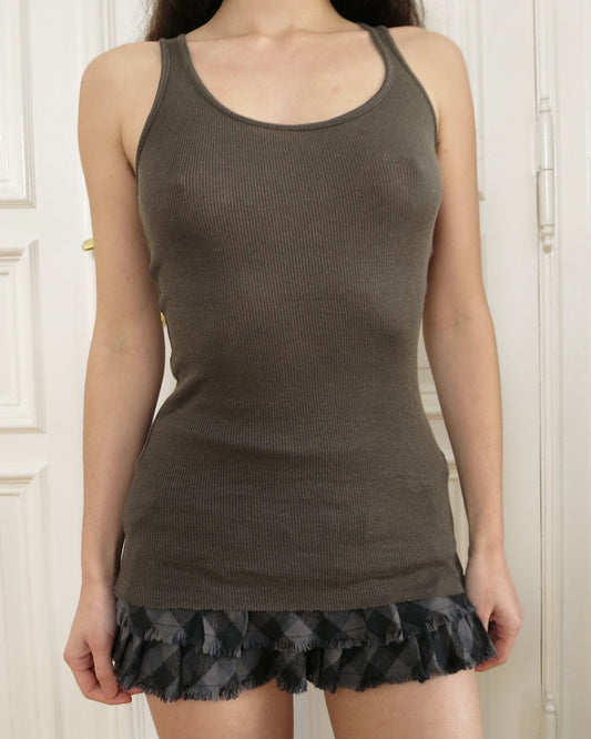 Long ribbed tank top
