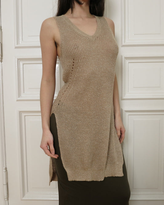 Knit linen vest