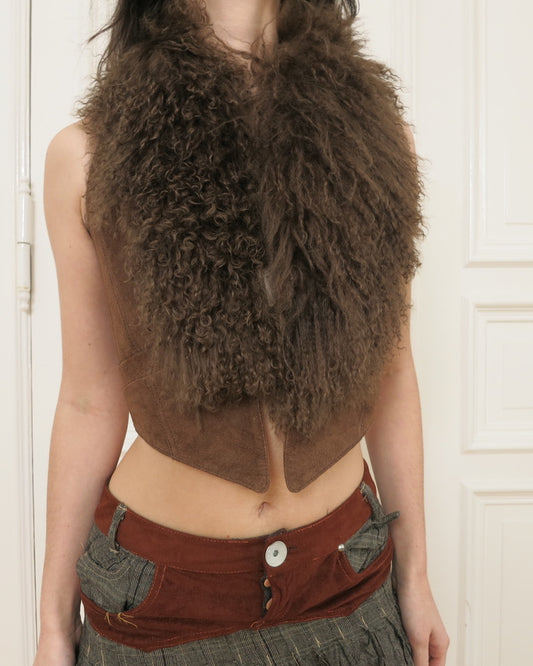 Suede vest with fur