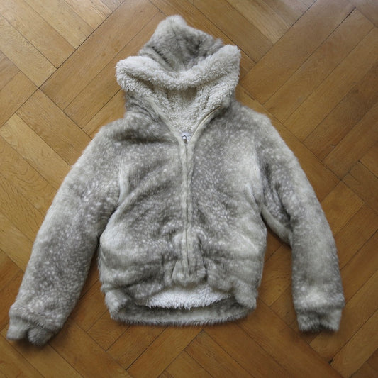 Faux fur spotted seal hoodie