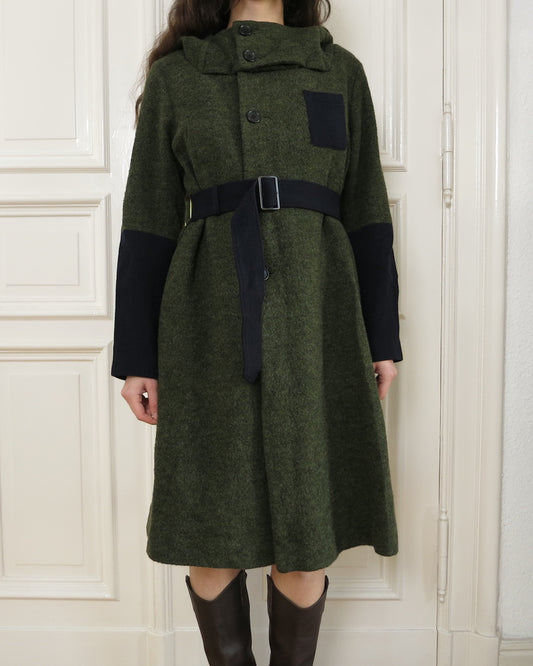 Hisui hooded wool coat