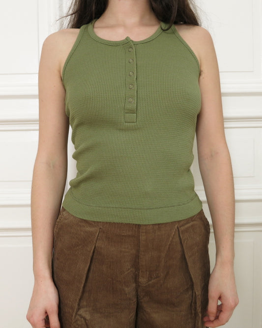 Green ribbed tank top