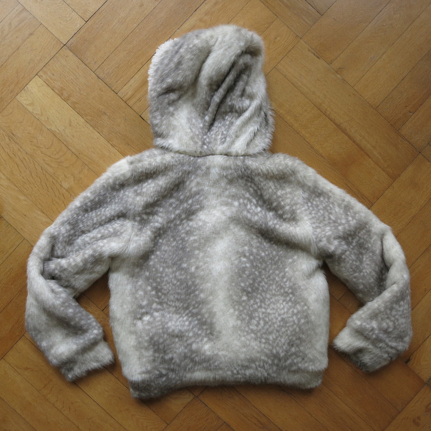 Faux fur spotted seal hoodie