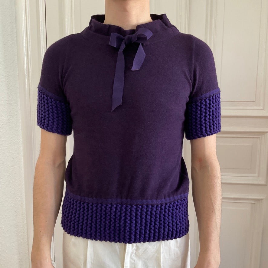 Moschino cashmere blend purple knit t-shirt