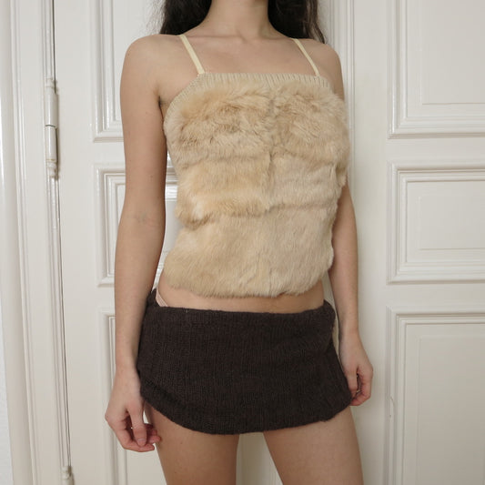 Beige furry corset top