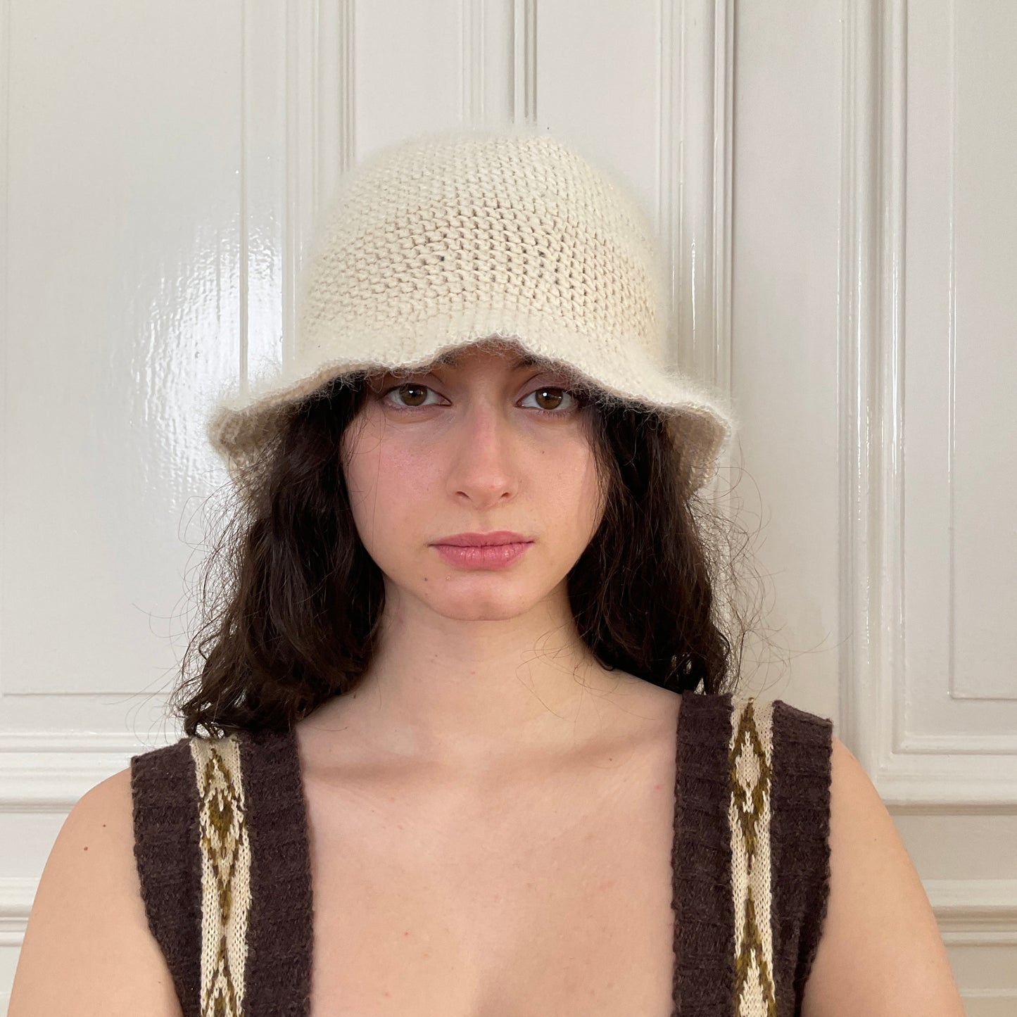 Natascha Domino ~ mohair blend crochet bucket hat