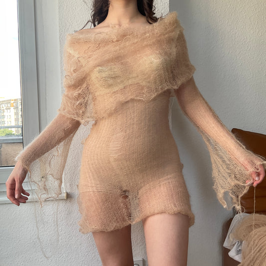 See through knit dress