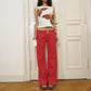 Red baggy pants with cute details