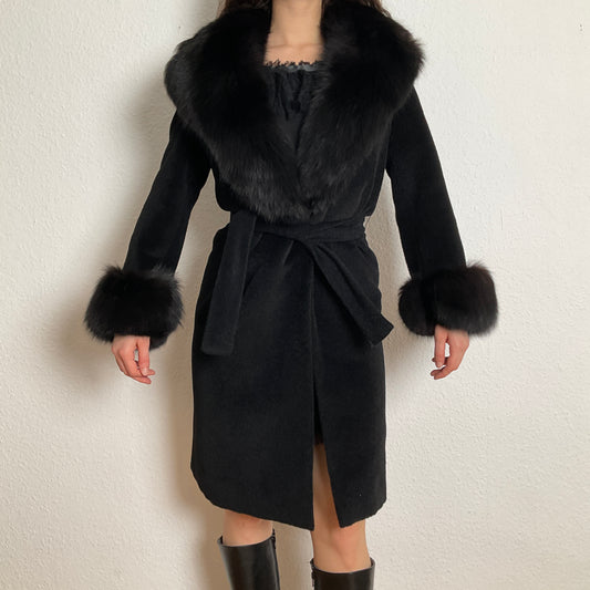 70s vintage black fur coat