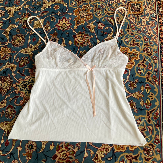 Romantic mesh top with bow