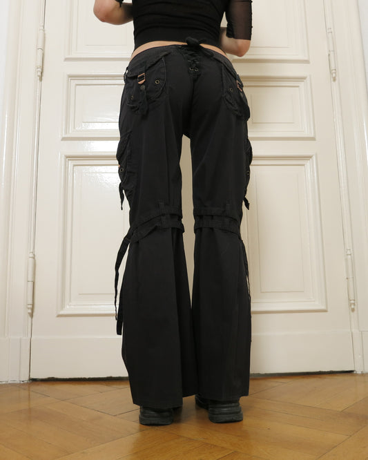 Flared black cargo pants