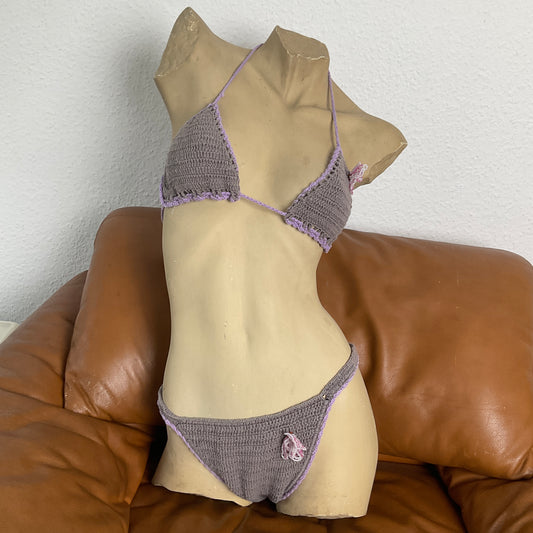 lilac and grey crochet bikini