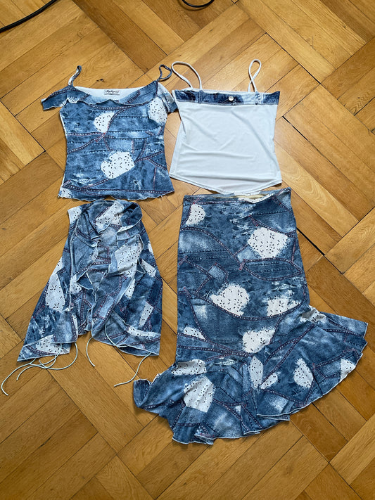 00s denim print 4 piece