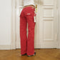 Red baggy pants with cute details