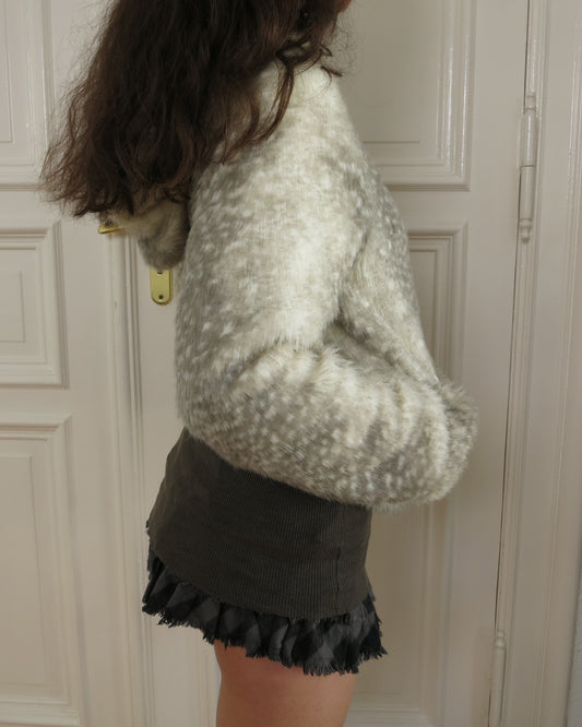 Faux fur spotted seal hoodie
