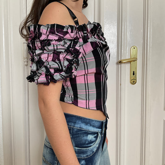 Pink tartan corset top